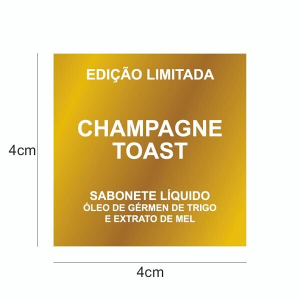 Vinil Metalic Ouro - Champagne Toast PP - Sabonete Líquido 4x4cm - 10 unid