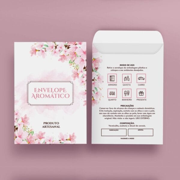 Envelope Aromático Floral Rosa 1 - 10 unid