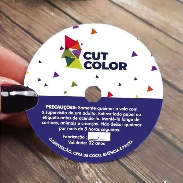 Tag Redonda para Pavio de Algodão - Impressão Frontal PERSONALIZADA - Pct