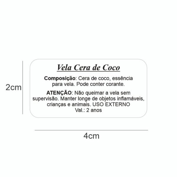 Etiqueta de Segurança Vela Cera de Coco 4x2cm
