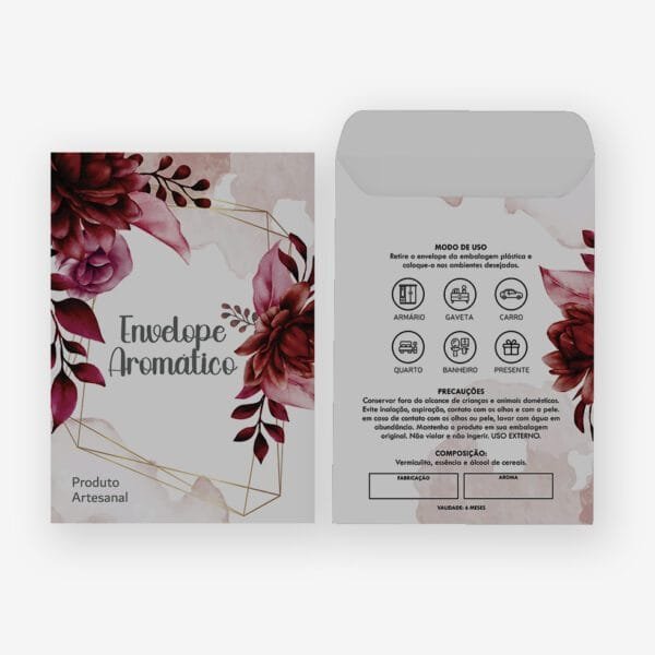 Envelope PRESENTE - Floral Cinza - Tam G - 10 unid
