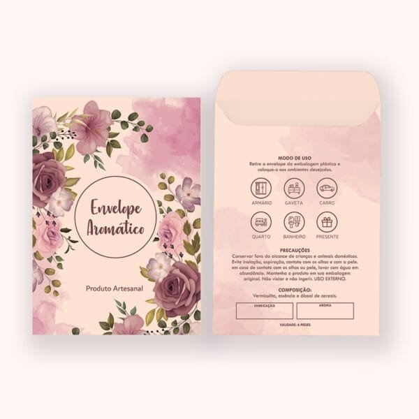 Envelope PRESENTE - Floral Rosa 3 - Tam P - 10 unid