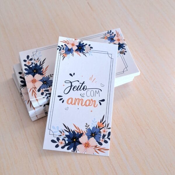 Tag PRESENTE - Floral Azul - Tam 48x88mm - 50 unid