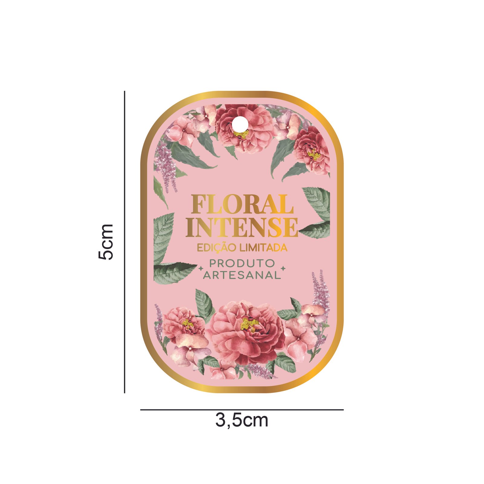 Tag Metalic - Floral Intense - Produto Artesanal - 3,5x5cm - 10 unid