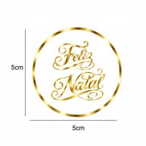 Vinil Metalic Ouro - Natal 2026 - FELIZ NATAL - 5cm diam - 10 unid